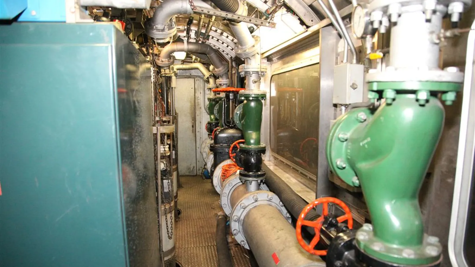 Large valve and pipework inside a pump tunnel