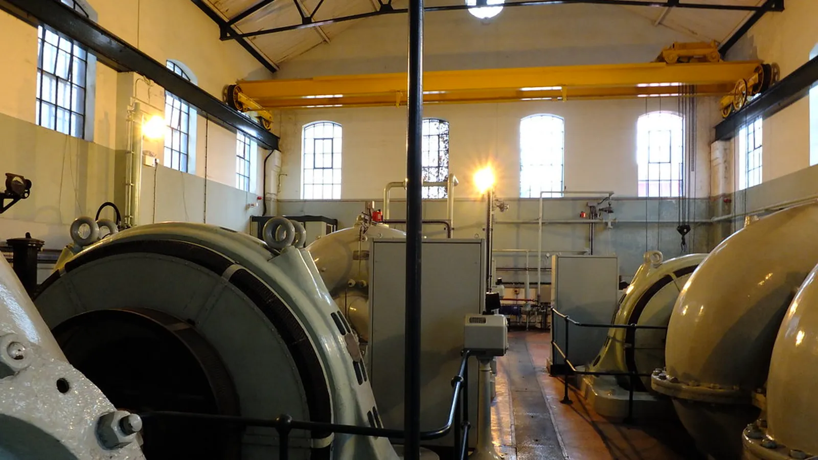 Pump sets with couplings inside a brick pump house