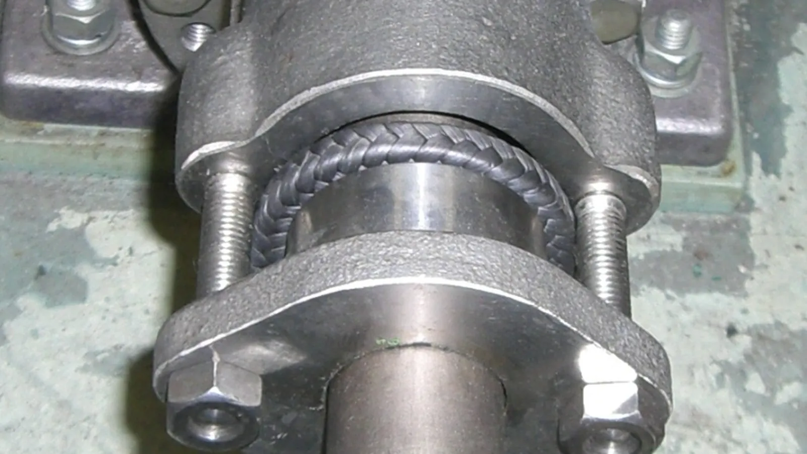 Gland packing installed on a shaft sleeve